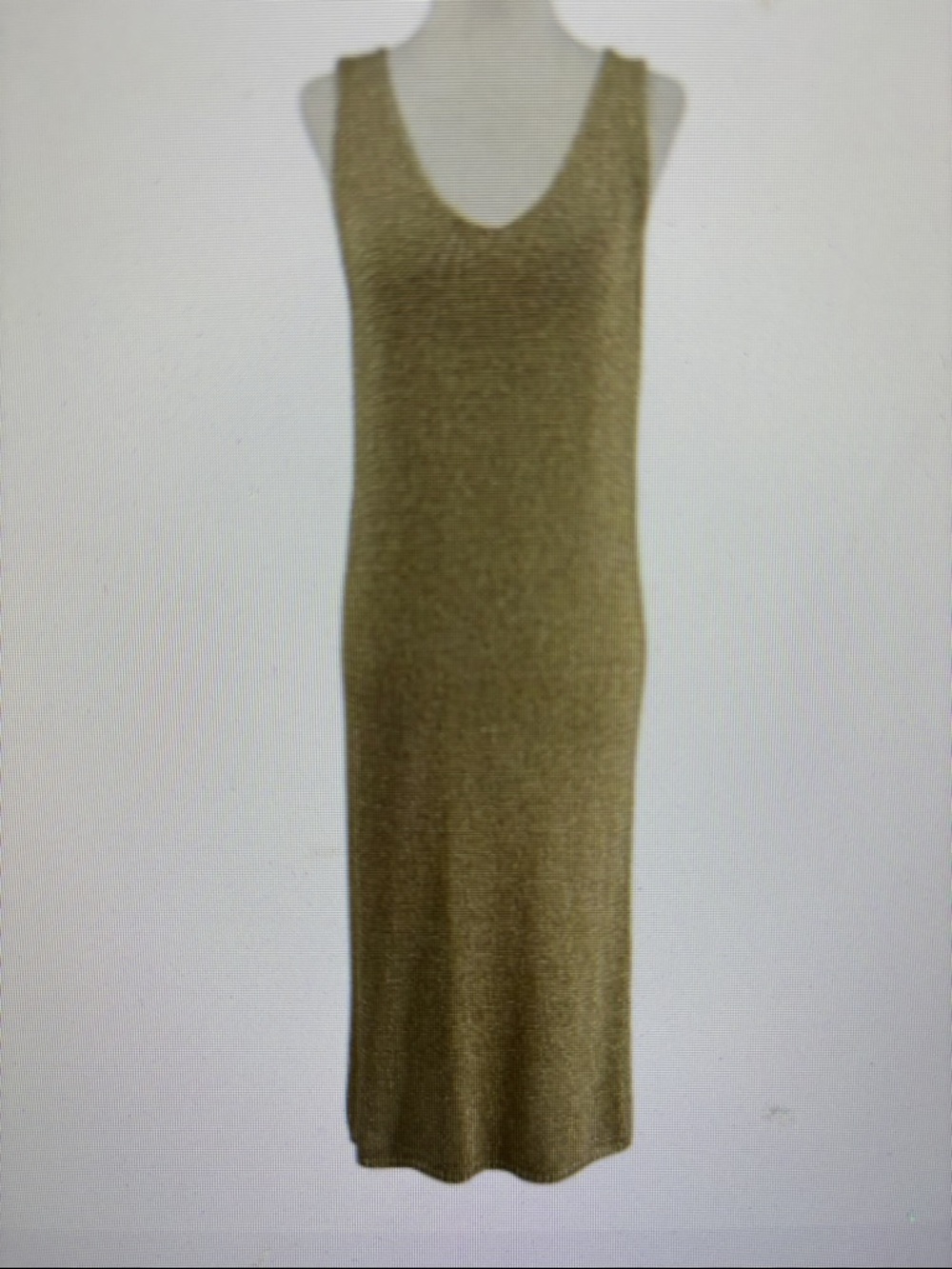 Sleeveless Metallic Olive Midi Dress